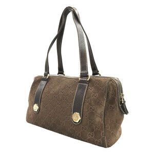 Gucci Charmy monogram brown handbag GG Boston suede